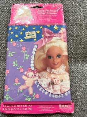 Vintage NOS Barbie Decorative Border 1993 Washable Borden Wallpaper 8.5 Sq Ft